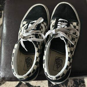 Vans Old Skool low top black/white/checkerboard suede shoes